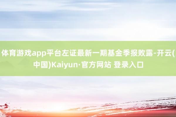 体育游戏app平台左证最新一期基金季报败露-开云(中国)Kaiyun·官方网站 登录入口